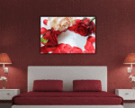 Quadro moderno amore "ROSE ROSSE E CUORI" - Stampa su tela