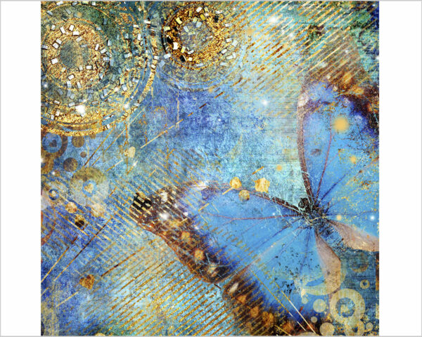 Quadro moderno arte "FARFALLA SU SFONDO DORATO" - Stampa su tela