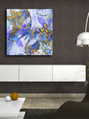 Quadro moderno arte "FARFALLE CON ALI D'ORO" - Stampa su tela