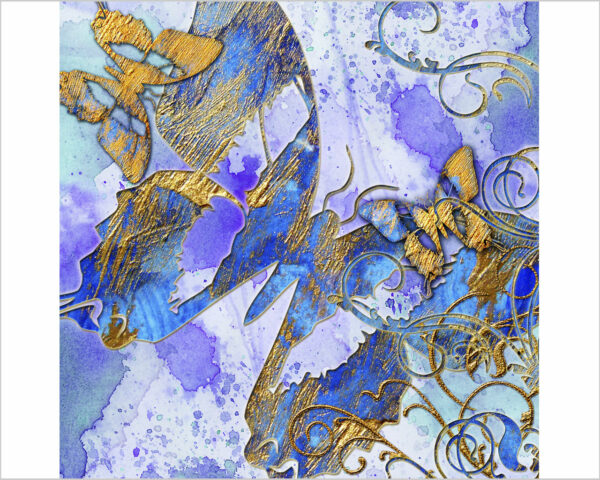 Quadro moderno arte "FARFALLE CON ALI D'ORO" - Stampa su tela