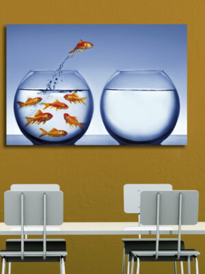 Quadro moderno animali "PESCI ROSSI NELLA BOCCIA" - Stampa su tela