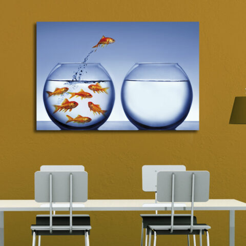 Quadro moderno animali "PESCI ROSSI NELLA BOCCIA" - Stampa su tela