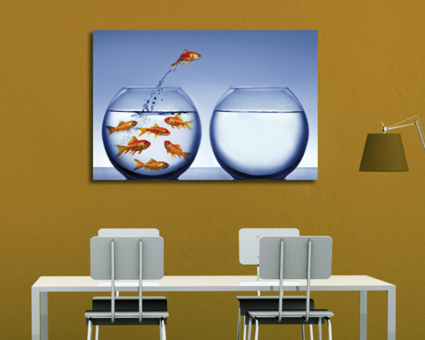 Quadro moderno animali "PESCI ROSSI NELLA BOCCIA" - Stampa su tela