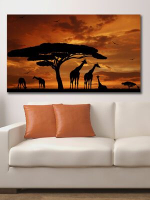 Quadro moderno animali "GIRAFFE NELLA SAVANA" - Stampa su tela