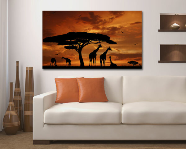 Quadro moderno animali "GIRAFFE NELLA SAVANA" - Stampa su tela