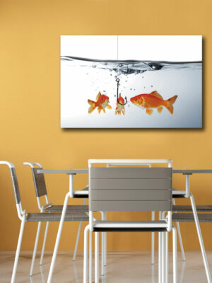 Quadro moderno "TRE PESCIOLINI ROSSI" - Stampa su tela