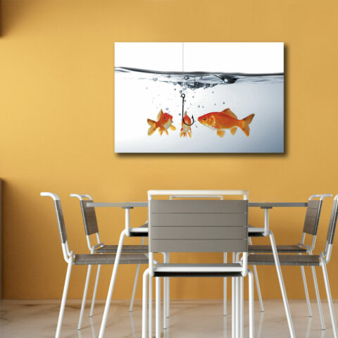 Quadro moderno "TRE PESCIOLINI ROSSI" - Stampa su tela