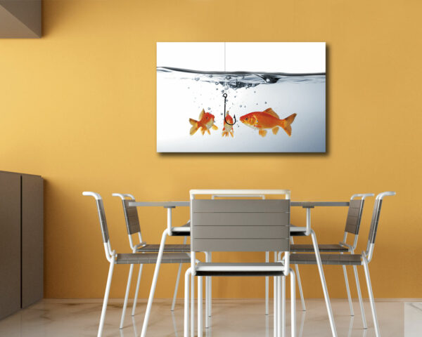 Quadro moderno "TRE PESCIOLINI ROSSI" - Stampa su tela