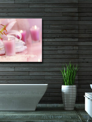 Quadro moderno benessere Spa "CANDELE ROSA CON LILIUM" - Stampa su tela