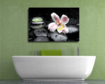 Quadro moderno benessere "PIETRE CON FIORE" - Stampa su tela