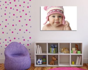 Stampa su tela-grazioso bimbo con cappellino