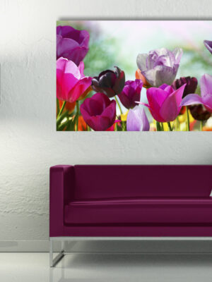 Quadro moderno fiori "VARIOPINTI TULIPANI" - Stampa su tela