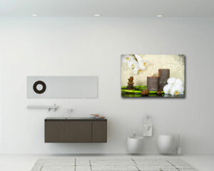 Quadro moderno benessere "CANDELE E ORCHIDEE CON BAMBOO" - Stampa su tela