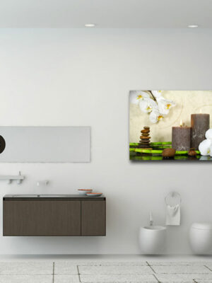 Quadro moderno benessere "CANDELE E ORCHIDEE CON BAMBOO" - Stampa su tela