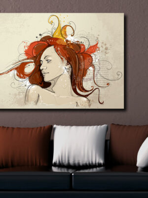 Quadro moderno arte "DONNA CON CAPELLI AL VENTO"
