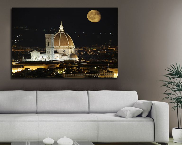 Quadro moderno città "FIRENZE SOTTO LA LUNA"