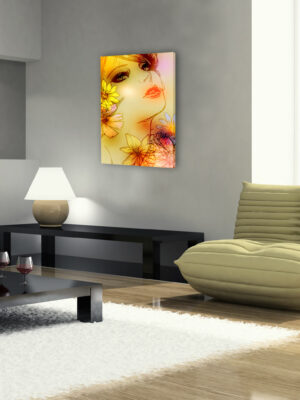 Quadro moderno arte "RITRATTO DI DONNA CON FIORI"