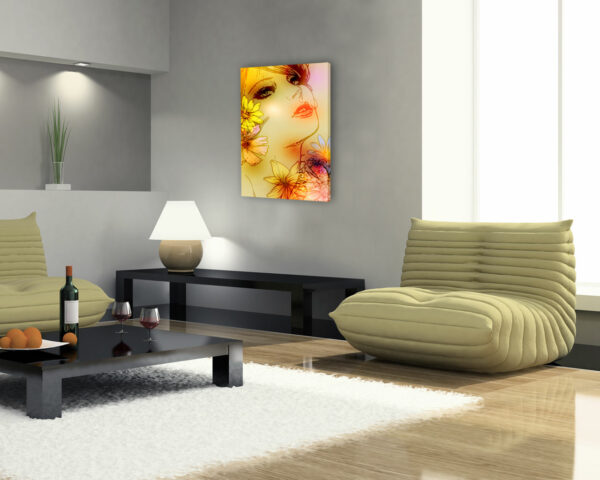 Quadro moderno arte "RITRATTO DI DONNA CON FIORI"