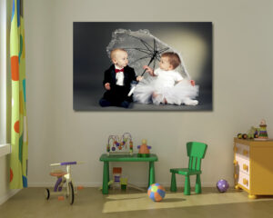 Quadro moderno amore bambini "GIOVANISSIMI SPOSINI" - Stampa su tela