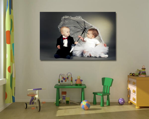 Quadro moderno amore bambini "GIOVANISSIMI SPOSINI" - Stampa su tela