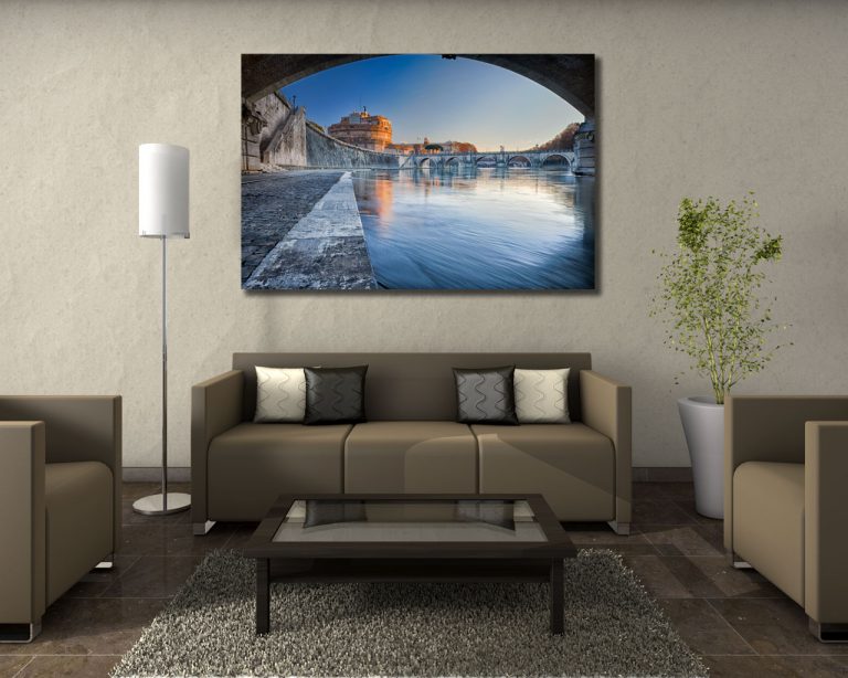Quadro moderno città "LUNGO IL TEVERE"