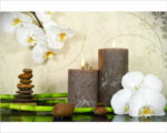 Quadro moderno benessere "CANDELE E ORCHIDEE CON BAMBOO" - Stampa su tela