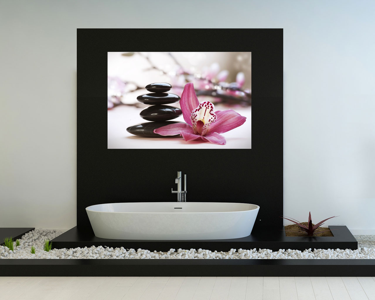 Quadro moderno benessere Spa “CANDELE ROSA CON LILIUM” – Stampa su tela -  Interni & Decori