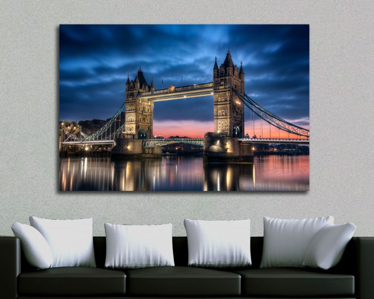 Quadro moderno Londra "NOTTE SUL TOWER BRIDGE" - Stampa su tela
