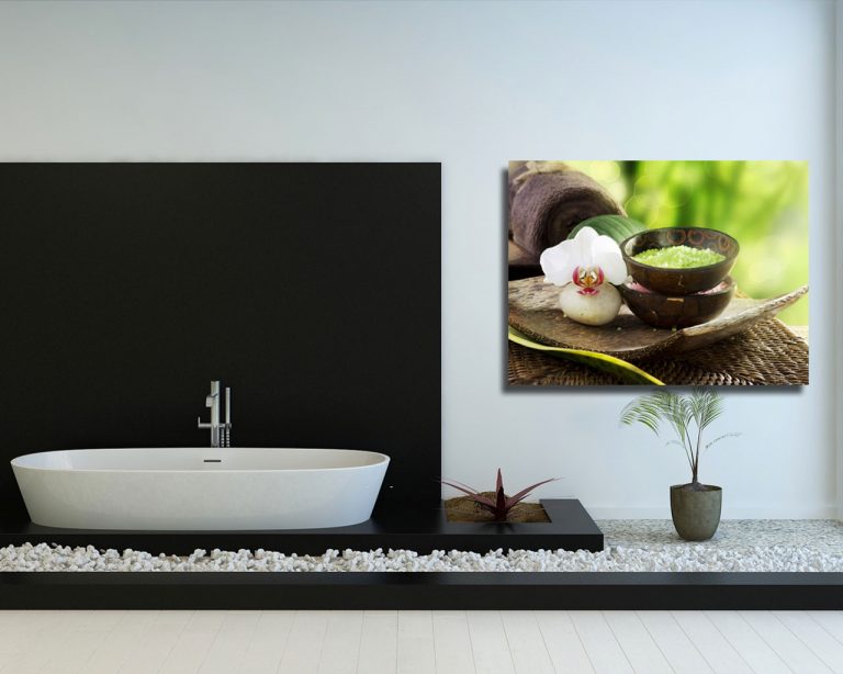 Quadro moderno benessere "SALI DA BAGNO CON ORCHIDEA"