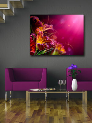 Quadro moderno fiori "LUCE SU FASCIO DI LILIUM" - Stampa su tela