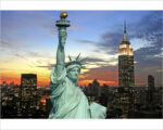 Quadro moderno New York "STATUA DELLA LIBERTÀ AL TRAMONTO"- Stampa su tela