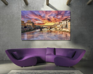 Quadro moderno Firenze "TRAMONTO SUL PONTE VECCHIO"
