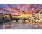 Quadro moderno Firenze "TRAMONTO SUL PONTE VECCHIO"