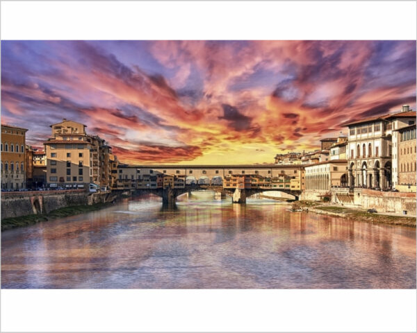 Quadro moderno Firenze "TRAMONTO SUL PONTE VECCHIO"
