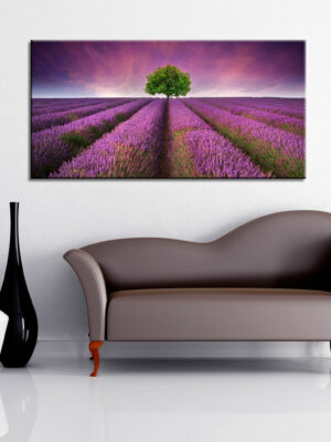 Quadro moderno natura "ALBERO DI LAVANDA NEL CAMPO" - Stampa su tela