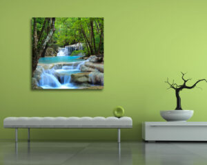 Quadro moderno natura "CASCATE NEL BOSCO" - Stampa su tela