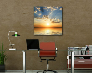 Quadro moderno natura "RAGGI DI SOLE SUL MARE" - Stampa su tela