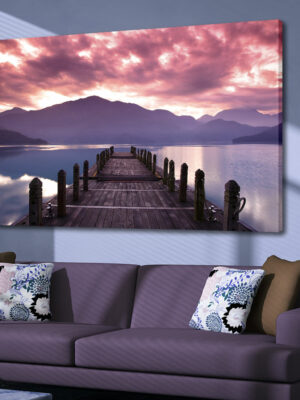 Quadro moderno paesaggio "PONTILE SU UN LAGO" - Stampa su tela