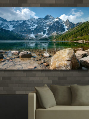 Quadro moderno paesaggio "SULLA SPONDA DEL LAGO"