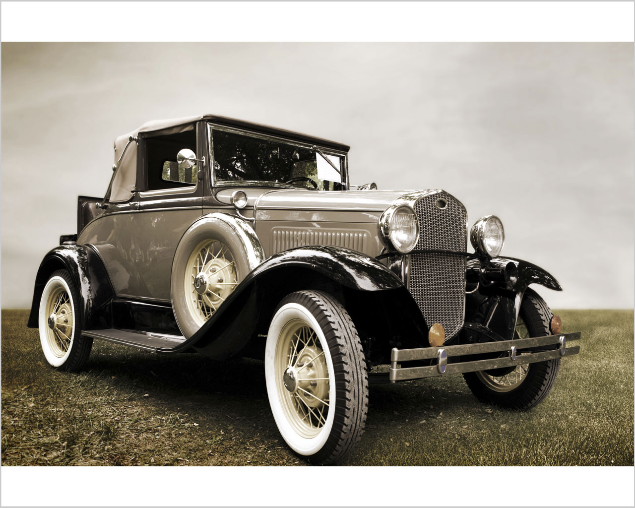 Quadro vintage "ELEGANTE AUTO D'EPOCA" - Stampa su tela