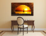 Quadro moderno tramonto "BARCA A VELA ALL'ORIZZONTE" - Stampa su tela
