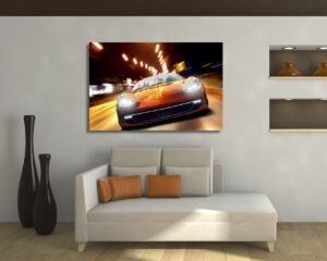 Quadro moderno motori "FIAMMANTE AUTO IN CORSA"