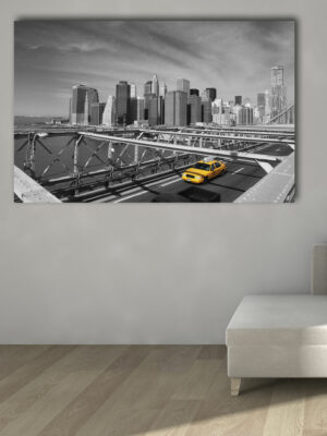 Quadro moderno città "TAXI SUL PONTE"