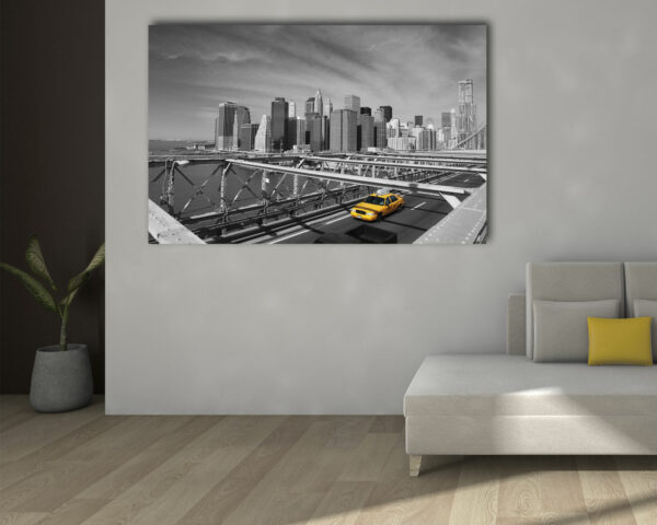 Quadro moderno città "TAXI SUL PONTE"