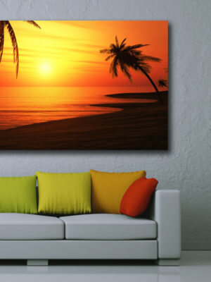 Quadro moderno mare "TRAMONTO SULLE PALME" - Stampa su tela