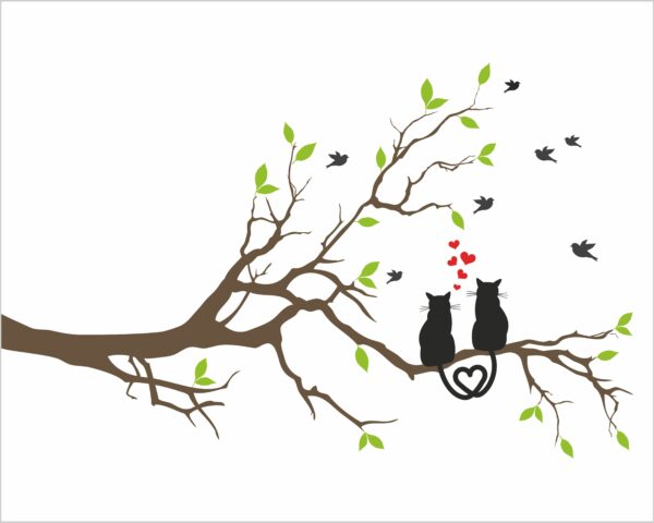 Adesivo da parete animali "GATTINI INNAMORATI"