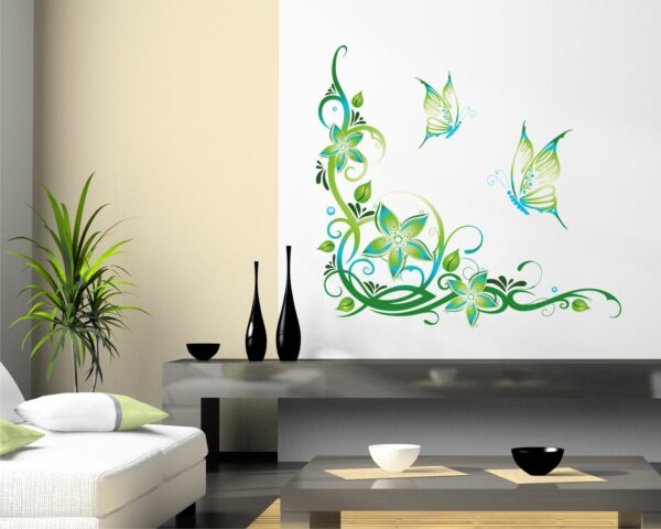 Adesivo da parete farfalle "TRA DECORI FLOREALI"