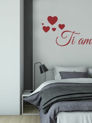 Adesivo da parete amore "TI AMO TRA CUORI"