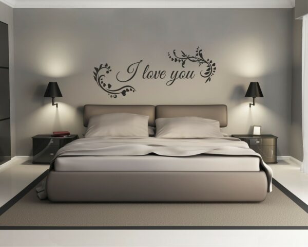 Adesivo da parete amore "I LOVE YOU CON DECORI" - Adesivo murale