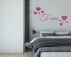 adesivo murale-ti amo con cuori